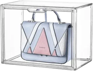 YUEHUA Purse and Handbag Storage Organizer for Closet, Clear Acrylic Display Case for Wallet Book Shoes Cosmetic Toys