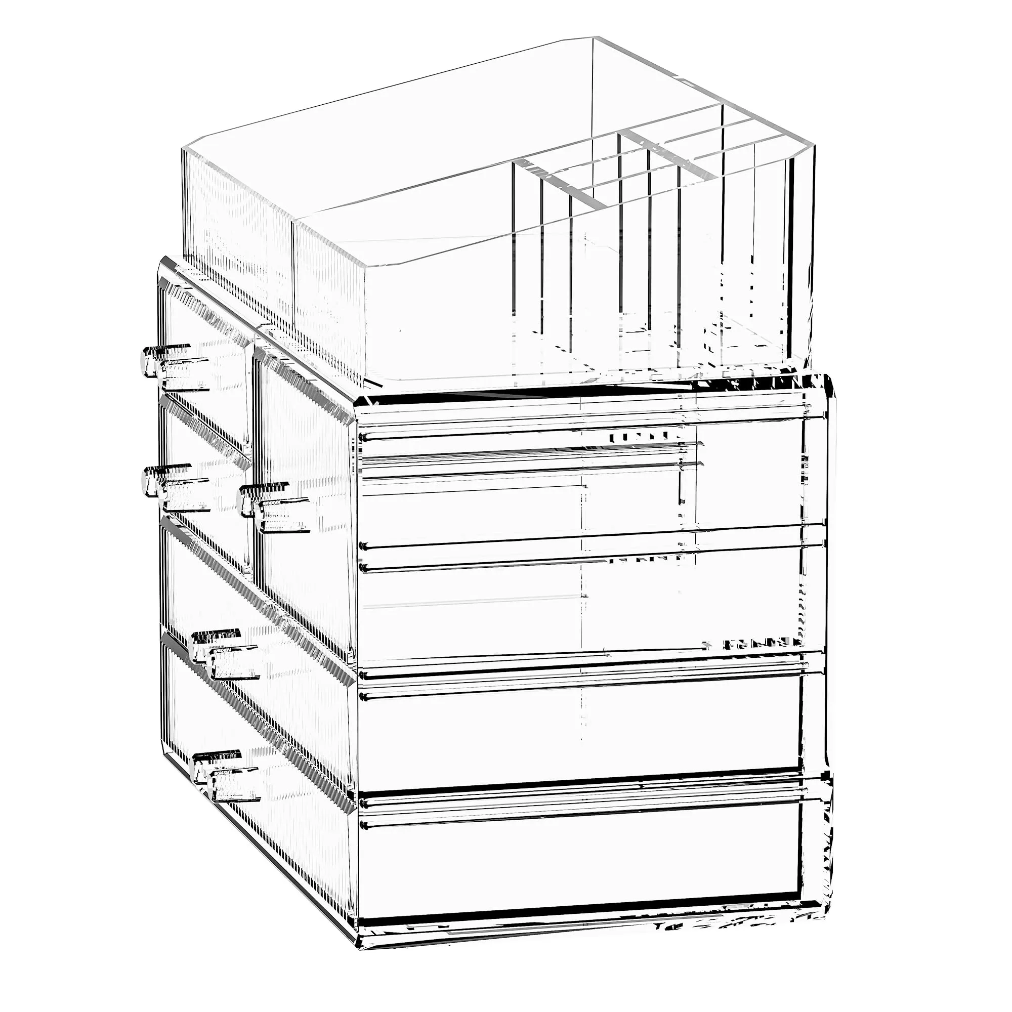 ZHIAI Stackable Storage Drawers, Acrylic Bathroom Counter Organizer Clear Makeup Organizers for Vanity, Kitchen Cabinets, Bathroom, Undersink, Home Organization and Storage (2Top 3 Drawers,)