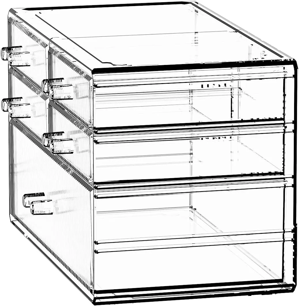 ZHIAI Stackable Storage Drawers, Acrylic Bathroom Counter Organizer Clear Makeup Organizers for Vanity, Kitchen Cabinets, Bathroom, Undersink, Home Organization and Storage (5 Drawers, Pattern C)