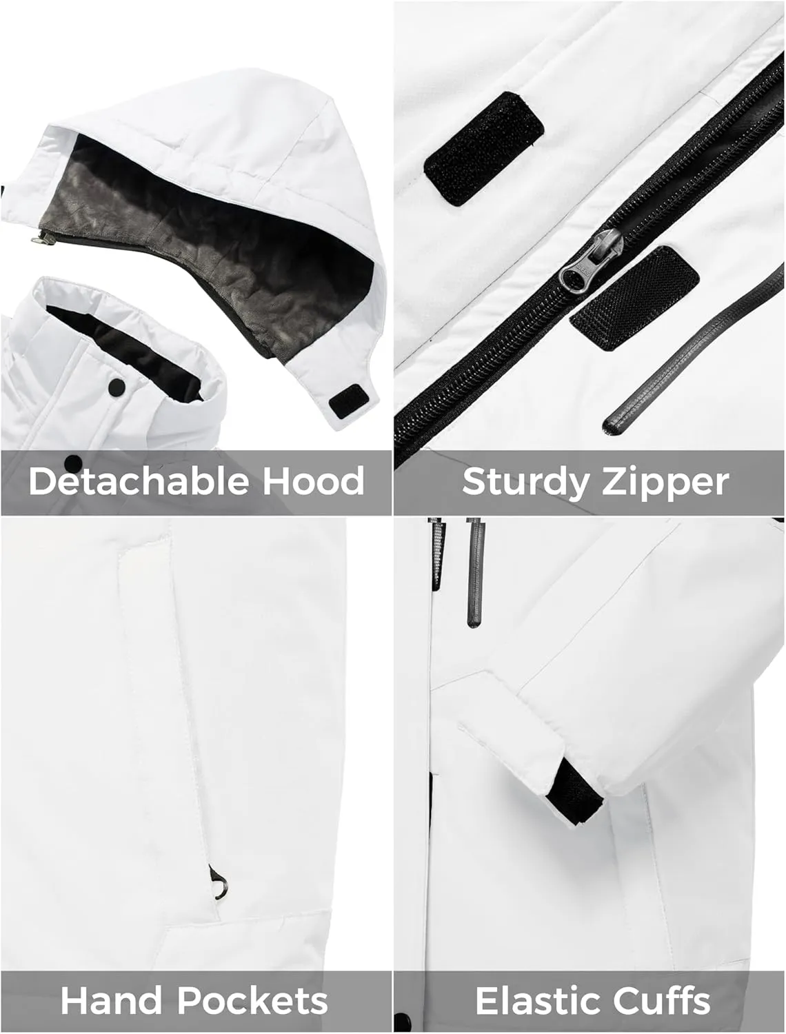 ZSHOW Girls' Ski Jacket Waterproof Fleece Raincoat Windproof Warm Winter Coat with Detachable Hood