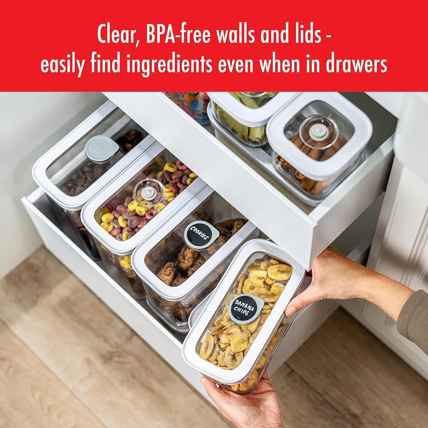 ZWILLING Fresh & Save CUBE Storage Organizer, Large, 1.75-qt, Pantry Organizers and Storage, Plastic, BPA-Free Airtight Dry Food Storage Container for Storing Cookies, Pretzels, Tea Bags and more