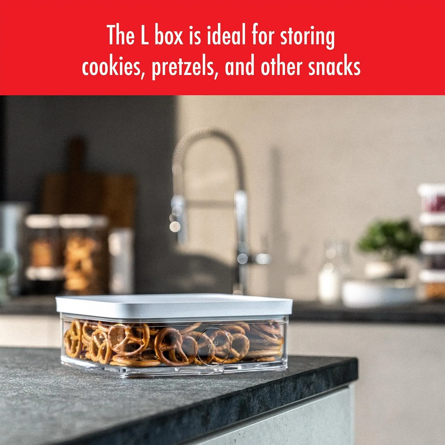 ZWILLING Fresh & Save CUBE Storage Organizer, Large, 1.75-qt, Pantry Organizers and Storage, Plastic, BPA-Free Airtight Dry Food Storage Container for Storing Cookies, Pretzels, Tea Bags and more